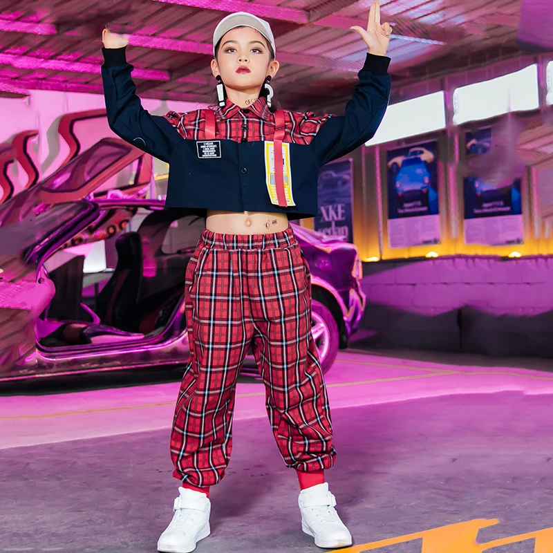 Одежда для танцев в стиле хип хоп девочек модный костюм сцены Уличная Детская