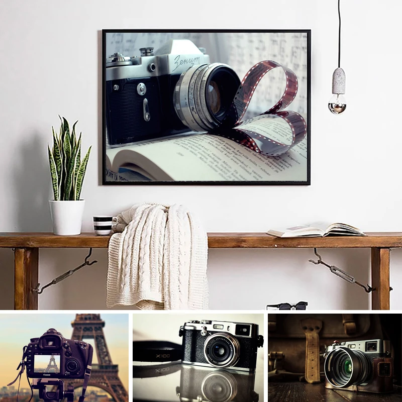 Картина на холсте с изображением камеры плакат модная картина Настенная для
