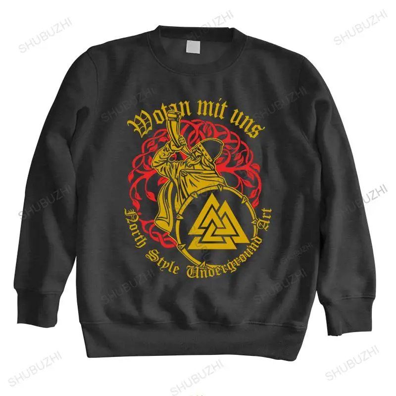 

Мужская модная толстовка с капюшоном, Весенняя Толстовка с принтом Wotan Mit Uns Vikings man shubuzhi, осенняя одежда, толстовка, хлопковая свободная с дли...