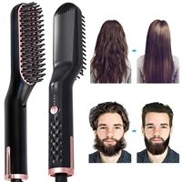 ceramic hair straightener flat irons straightening brush beard straightener hot heating comb anti scalding men beard straightene