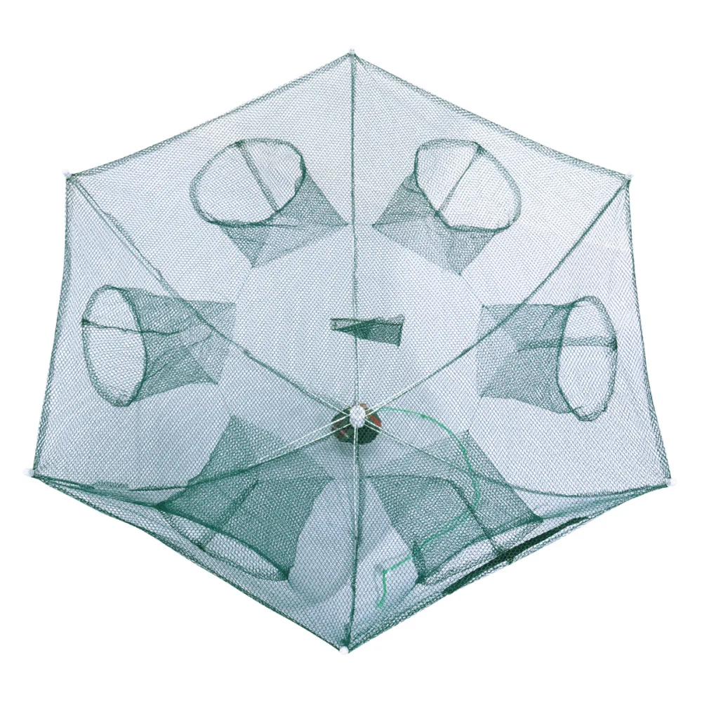 

WINOMO Foldable Crab Net Trap Cast Dip Cage Fishing Net for Fish Minnow Crawfish Shrimp Umbrella Design (Six Entrance, Umbrella