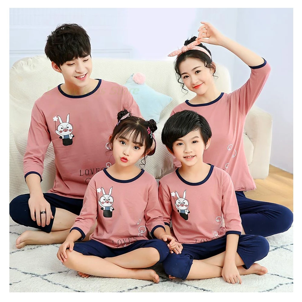 Пижамный комплект детский из мягкого хлопка пижама для мамы отца дочери сына