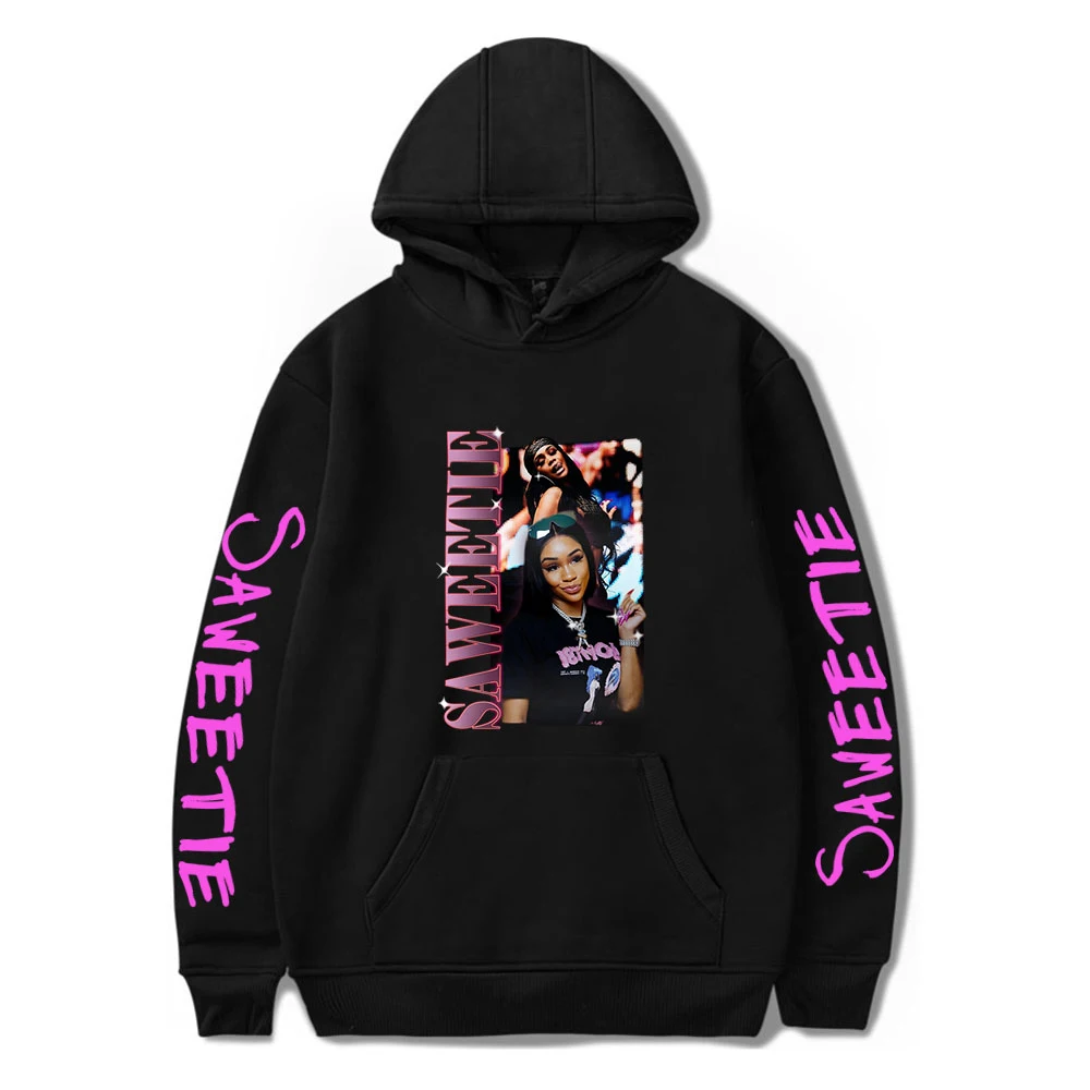 

Saweetie Sweatshirts Autumn Winter Hip-Hop Style Women/Men Hoodie Pure Cotton Fleece Hooded Fleece Novelty street style