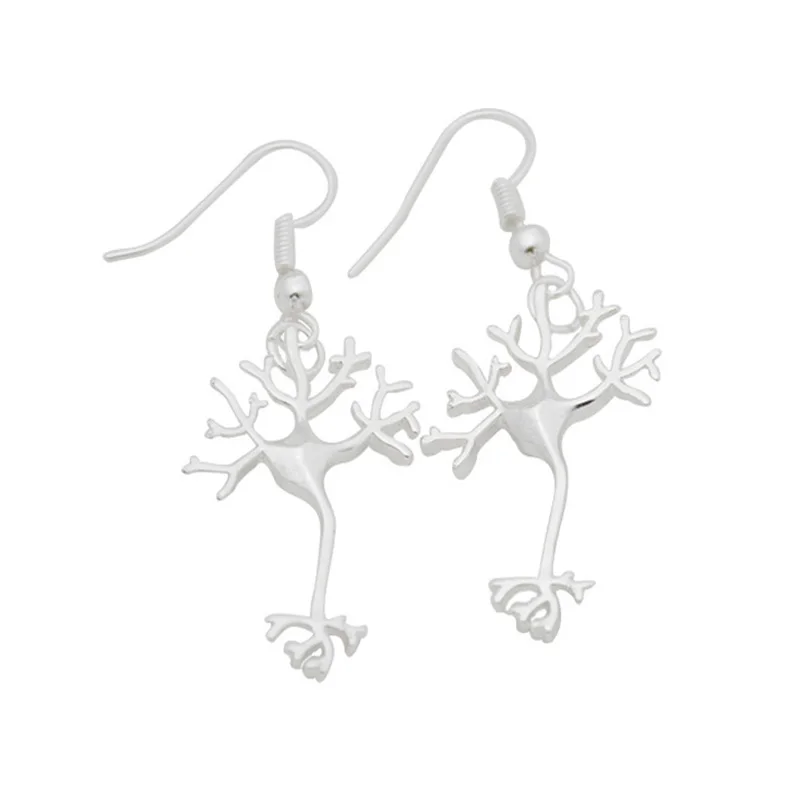 

Boho Silver Color Neuron Brain Nerve Cell Drop Earrings Brinco Hippie Long Life Tree Earrings For Women From Indian Jewelry
