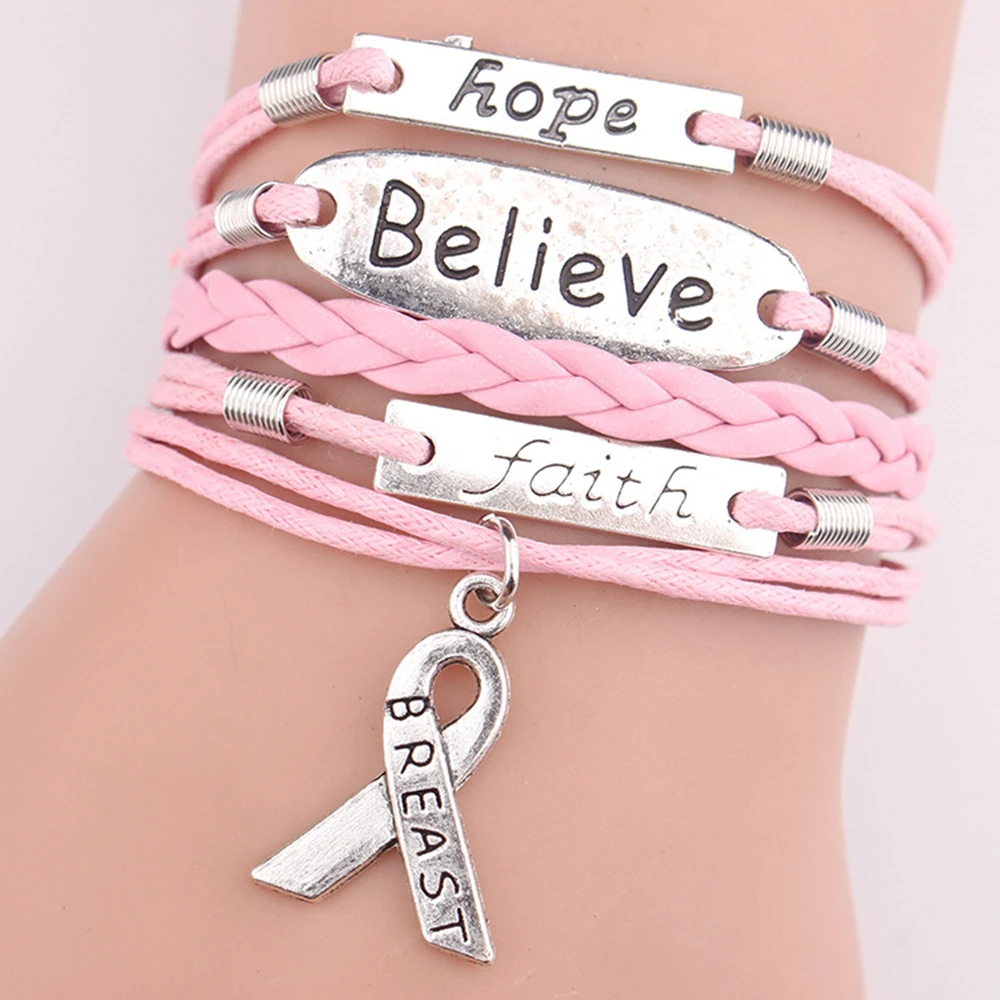Лидер продаж 2019 женский модный розовый браслет с надписью Hope многослойная