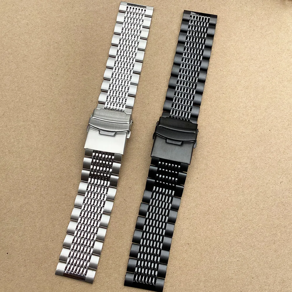 Solid Mesh Stainless Steel Watch Band Bracelets 18mm/20mm/22mm/24mm Watch Straps Deployment Buckle Removable Strap