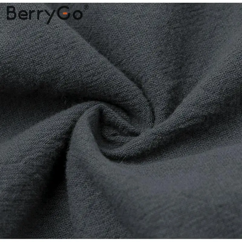 BerryGo женское Хлопковое платье на шнуровке с открытой спиной, элегантное платье с рукавами-фонариками, женское повседневное осеннее короткое платье для вечеринок
