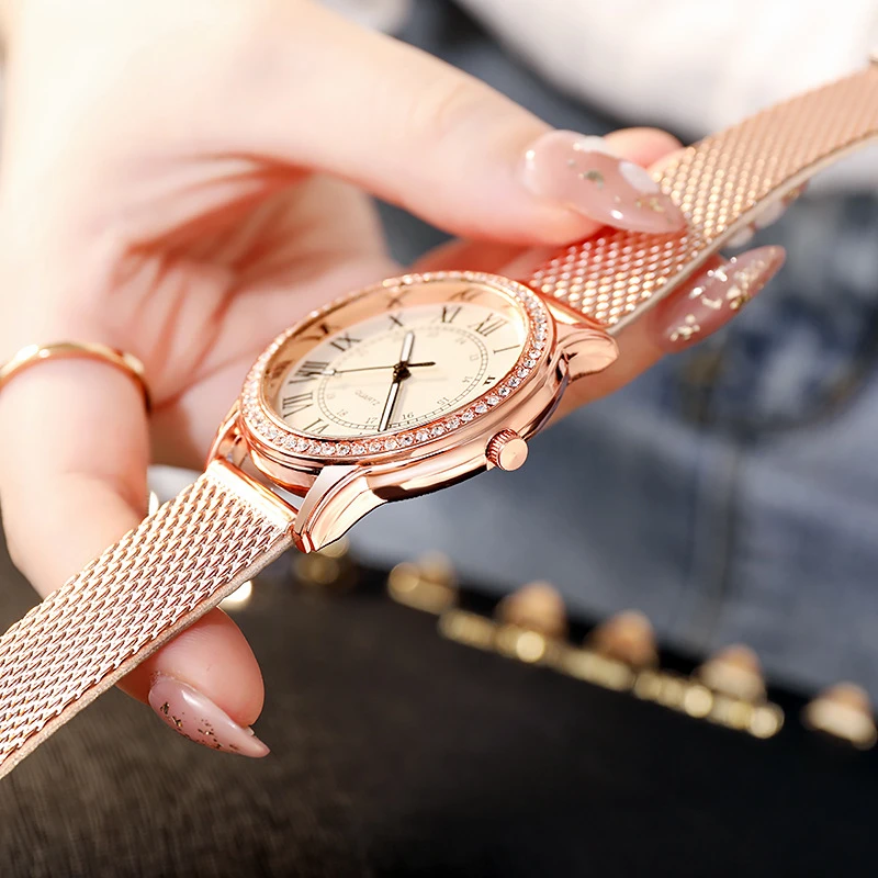 

2021 luxury ladies watch mesh casual Rhinestone bracelet quartz watch watch ladies watch clock reloj mujer relogio feminino