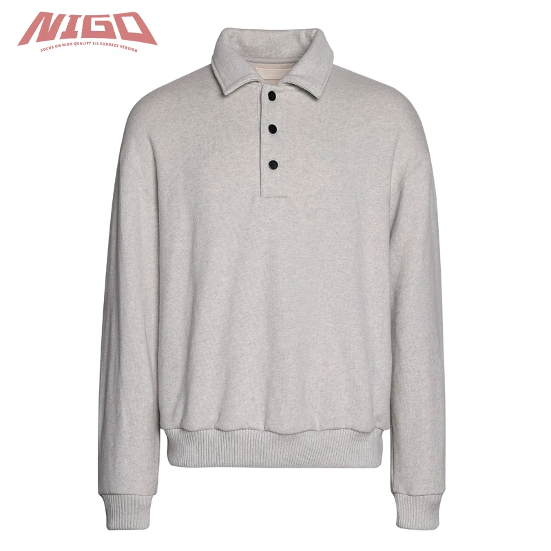 

Хлопковый пуловер оверсайз NIGO 21ss, свитшот с воротником-поло