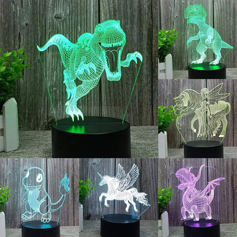 

13 Стиль серии динозавров 3D светодиодный ночной Светильник лампы 16 видов цветов дистанционного Управление лампы