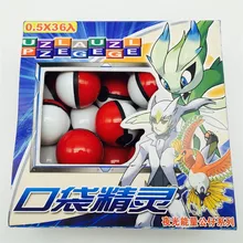 36pcs/box 30mm Poke random one Crystal pet mon Spiri and 2pcs cards sticker Anime game Pocket Ball Fire dragon Action Figure Toy