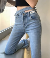 high waist straight women jeans hollow out y2k streetwear slim autumn female bottom split washed boyfriend denim pants trousers