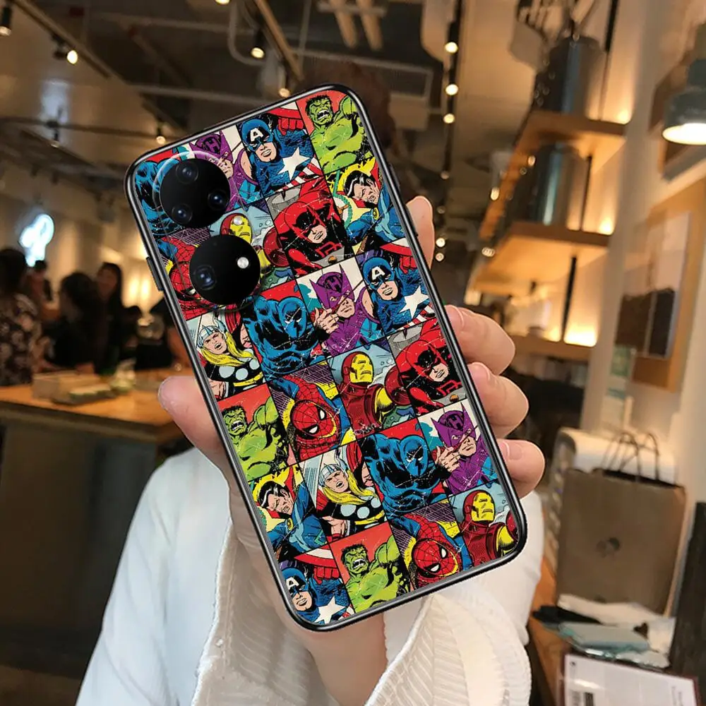 Marvel Logo Avengers Phone Case For Huawei p50 P40 p30 P20 10 9 8 Lite E Pro Plus Black Etui Coque Painting Hoesjes comic fas