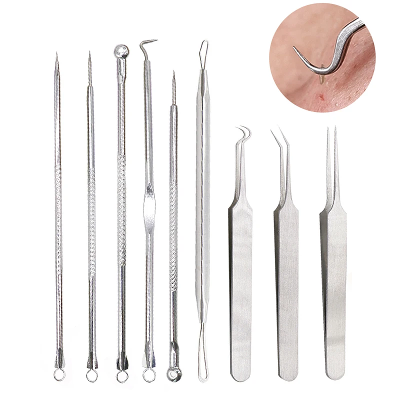 

3/4/7Pcs Stainless Comedone Acne Blackhead Remover Tools Extractor Pimple Blemish Face Care Pore Cleaner Acne Needles Tweezers