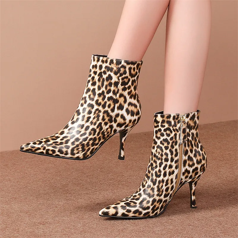 FEDONAS/пикантные женские ботильоны из натуральной кожи с леопардовым принтом