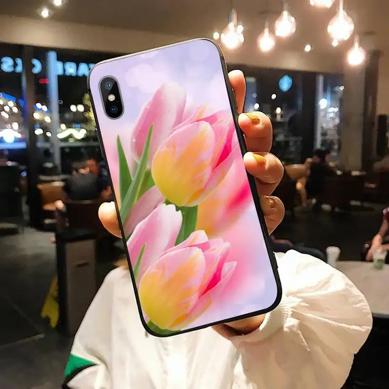 

Spring Tulips flower Spring field high quality coque Phone Case for iPhone 11 12 pro XS MAX 8 7 6 6S Plus X 5S SE 2020 XR