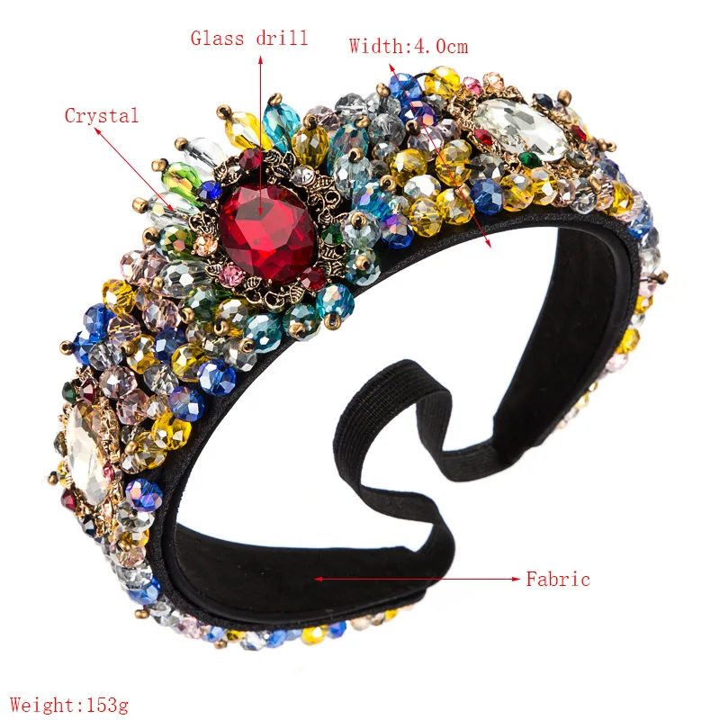 Барокко Стразы с украшением в виде кристаллов и повязка на голову для женщин