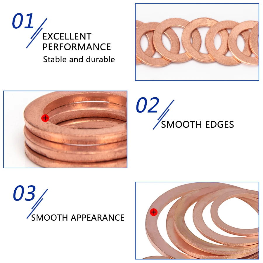 M5 M6 M8 M10 M12 M14 M16 M18 M20 M22 M24 M27 M30 M33 Red Copper Brass Flat Gasket Crush Sealing Washer Seal Ring | Спорт и