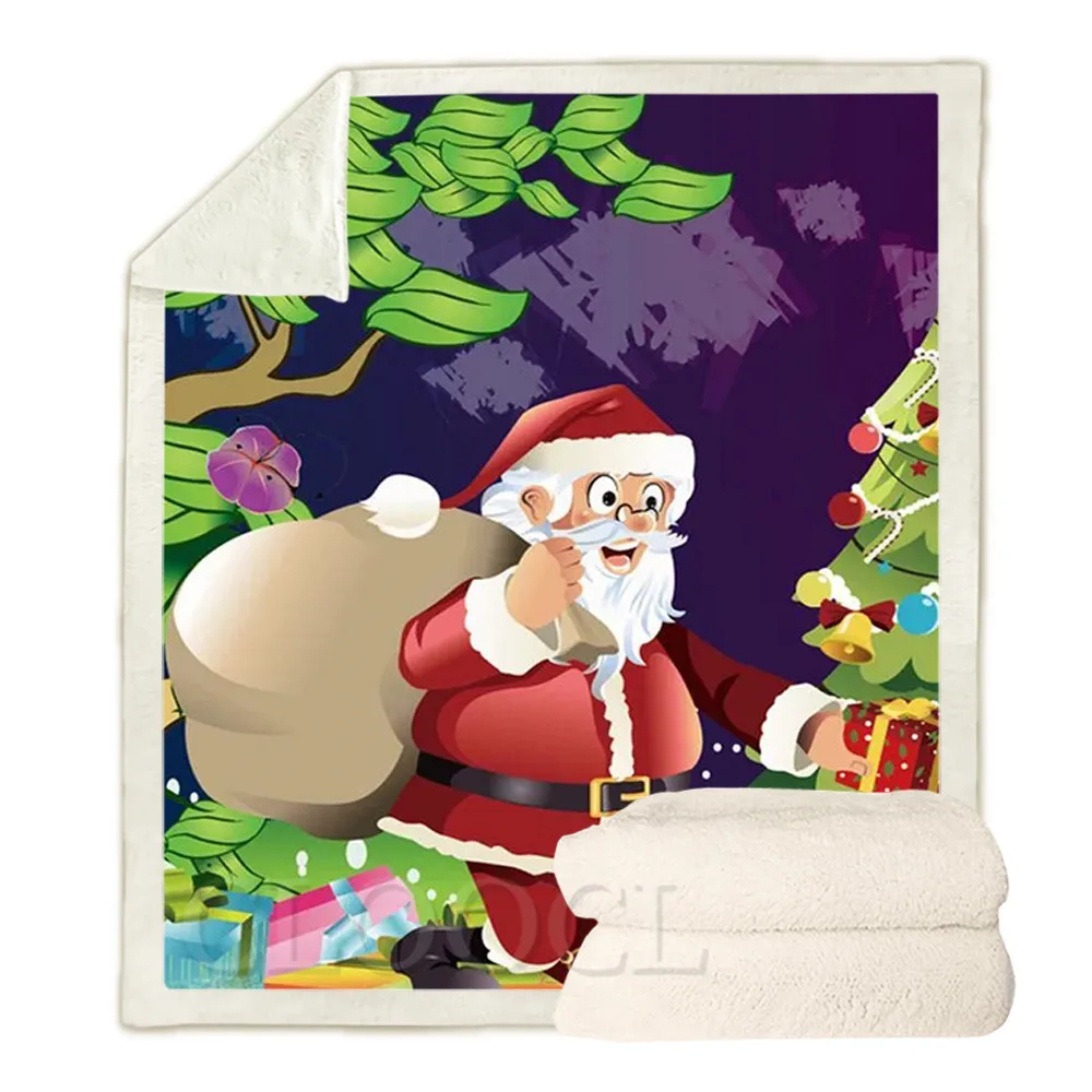 

CLOOCL Christmas Blankets Christmas Tree Santa Claus Gifts Plush Quilt Merry Christmas Festival Party Gifts For Boys Girls