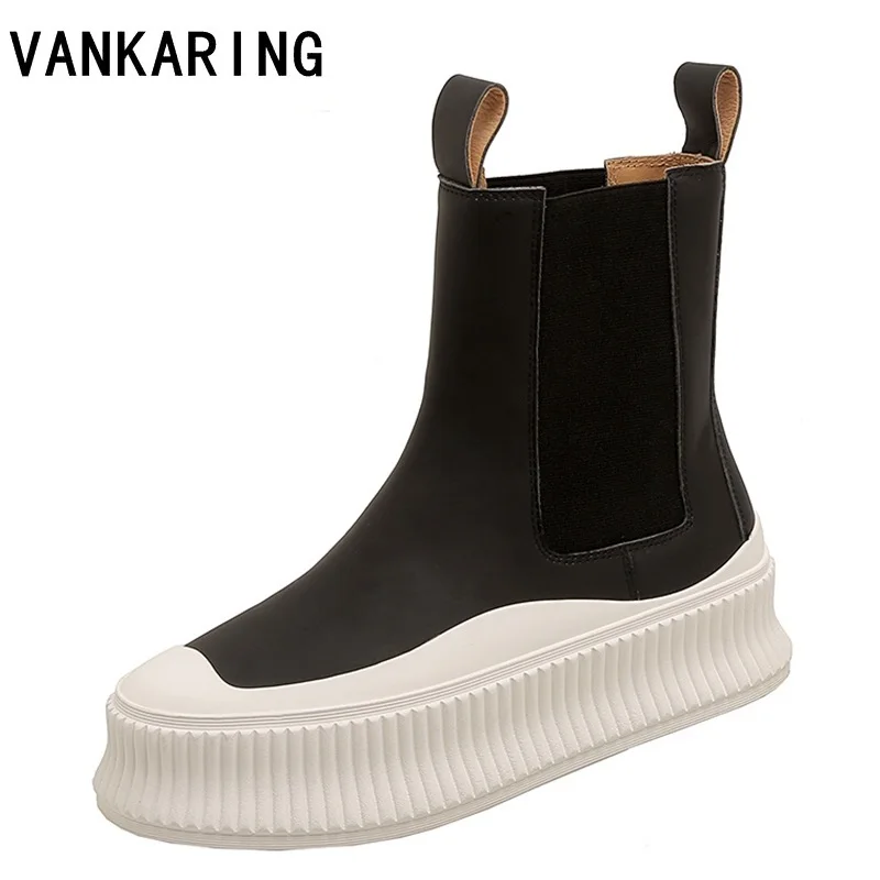 

new luxury brand chelsea boots women flat thick platform boots autumn winter short ankle boots thick heel designer leather boots