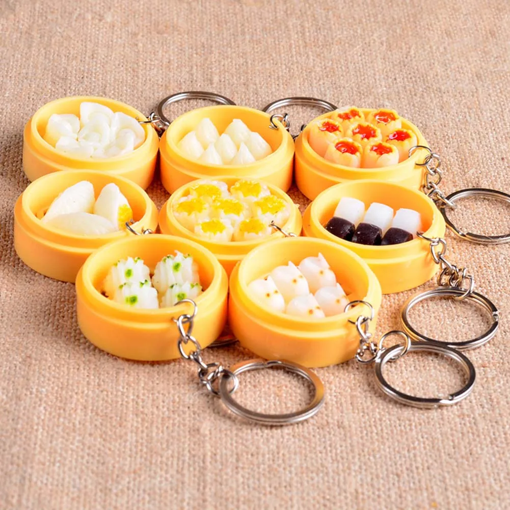 

1 pc Key Chains Creative Gifts Emulation Food Buns Steamers Keychain Phone Pendant Multi Styles Keychains Keys Chain