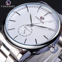 forsining classic mens watches mechanical automatic man watches silver stainless steel simple business design relogio masculino