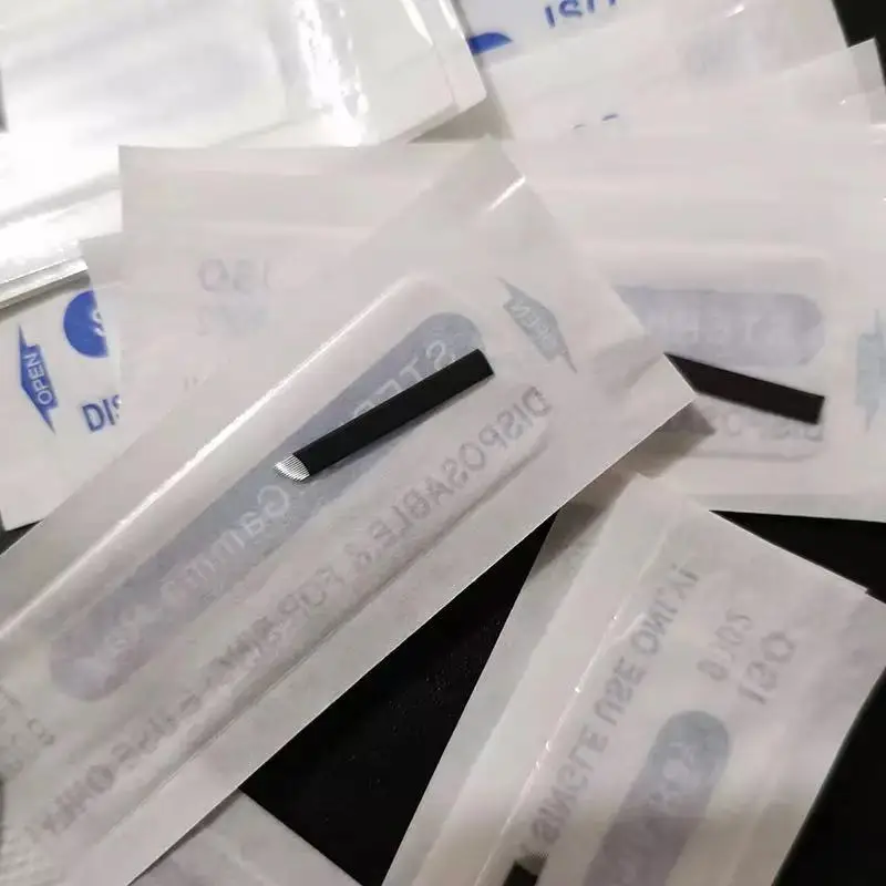 500 шт. Laminas Nano 0 18 мм микроблейдинг черный 12/14/16/18 гибкие U-образные иглы для