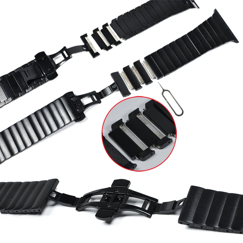 Роскошный ремешок из нержавеющей стали для Apple Watch 38 мм 40 42 44 iWatch series 5 4 3 2 1 Бабочка