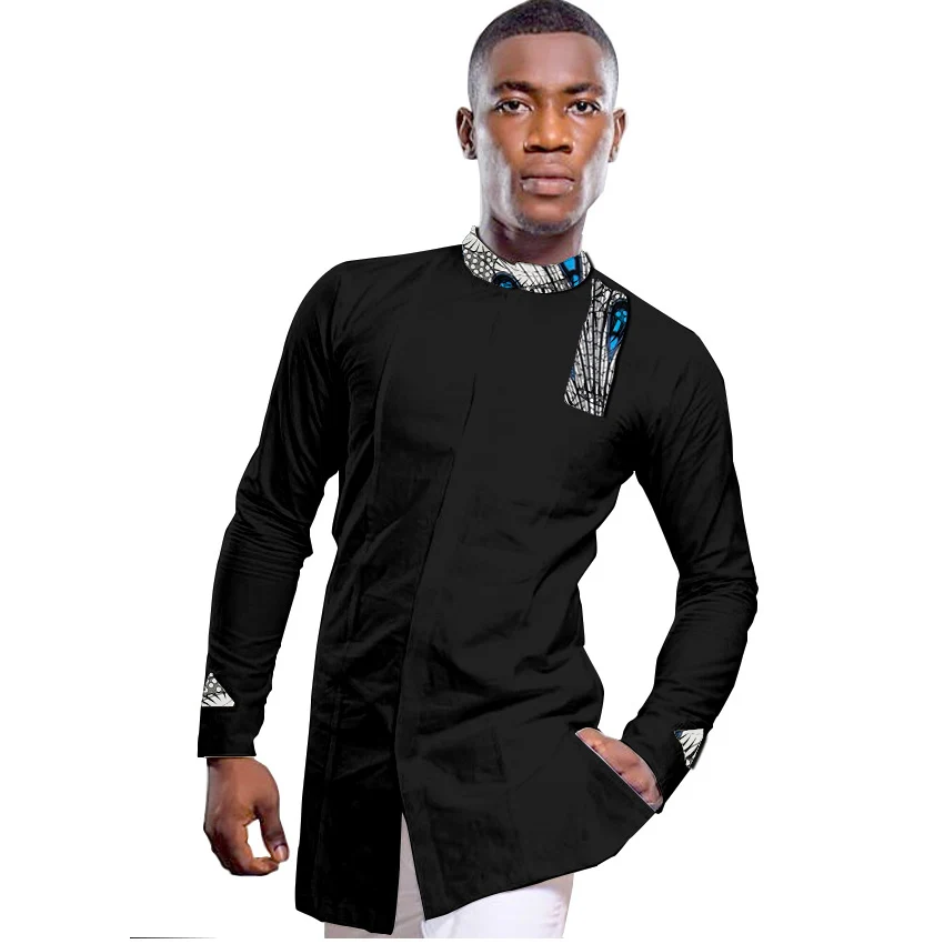 Мужская рубашка в африканском стиле с принтом и воротником стойкой Дашики