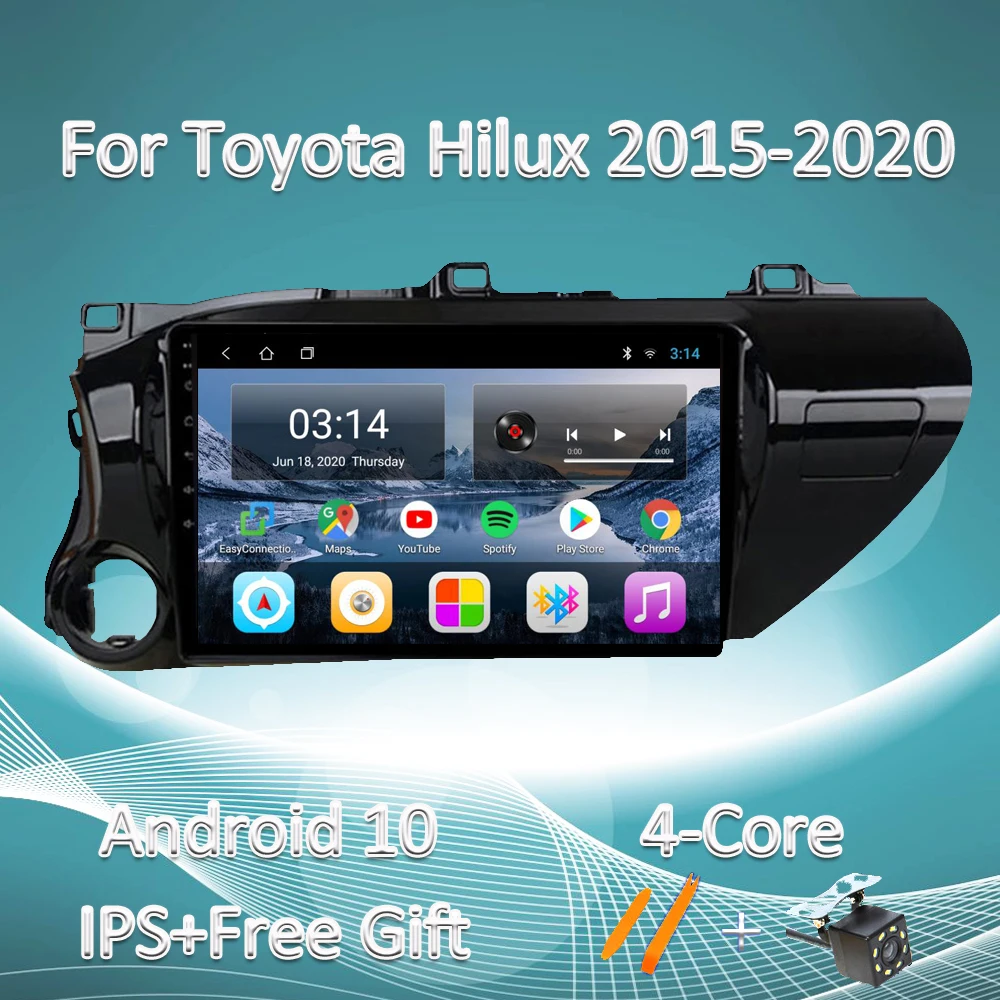 

Автомобильный радиоприемник для Toyota Hilux 2015-2020, левый руль, мультимедийный видеоплеер, GPS навигация, Авторадио, записывающее устройство, четы...