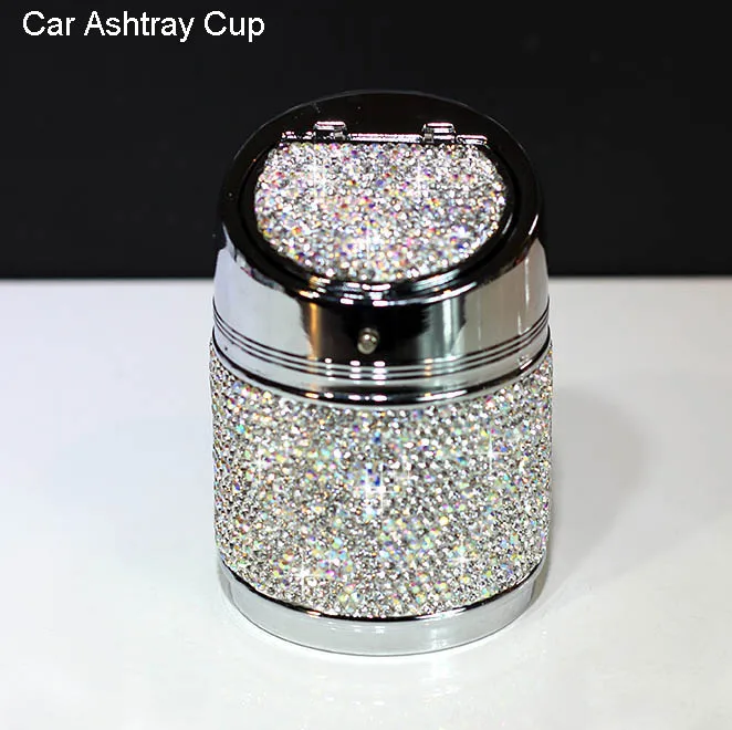 Car Ashtray Креативная блестящая Хрустальная пепельница для автомобиля, подстаканник, металлические блестящие стразы, чехол для сигарет, автомобильные аксессуары для девушек и женщин - Название цвета: Car Ashtray