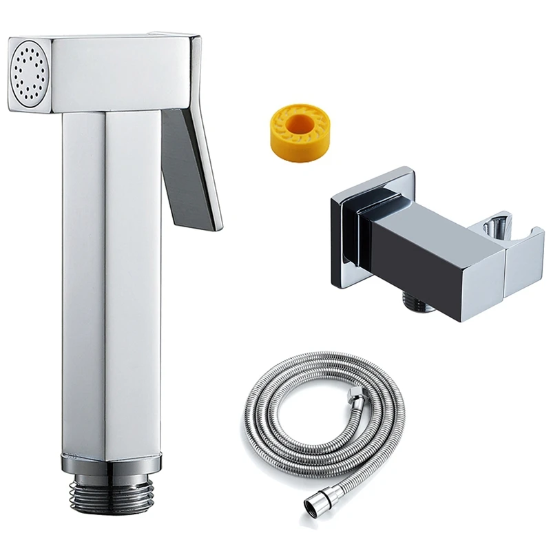 

Ручной набор для биде на унитаз, смеситель из твердой латуни для биде, ручной распылитель для ванной, квадратная насадка для душа