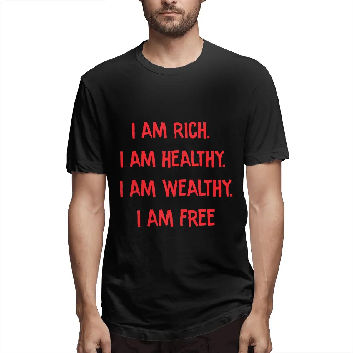 

I Am Healthy I Am Wealthy Men's Classic T-Shirt Funny Tees Short Sleeve Crew Neck T-Shirt 100% Cotton Party Clothing
