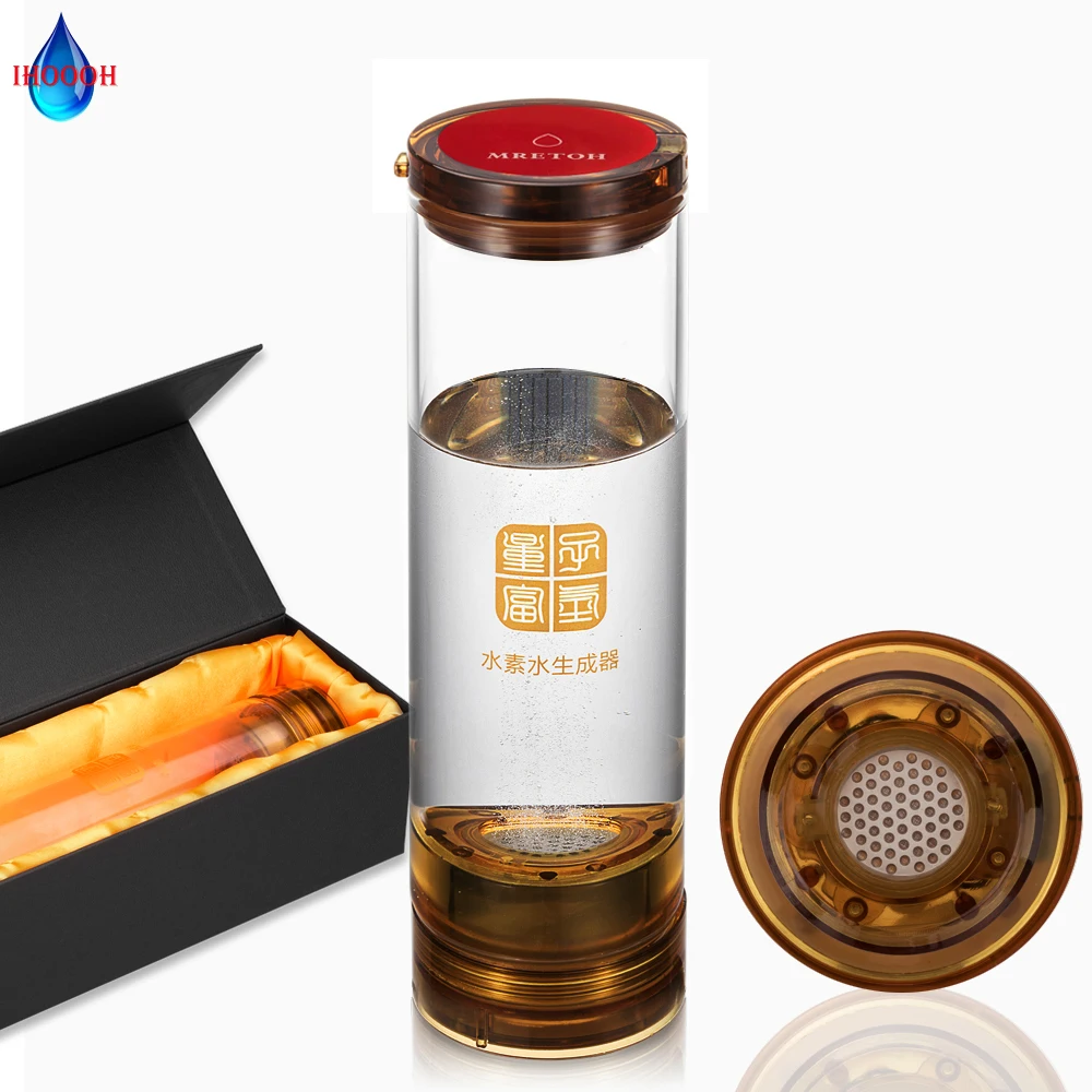 Hydrogen Rich Water Generator Bottle 600ML Chargeable H2 ORP Alkaline Electrolysis Ionizer Healthy Glass Drinking Cup Anti-Aging