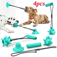 4pcsset dog molar bite toy multi functional combination pet chew toys dog pull ball puppy tooth care treat training rubber toy