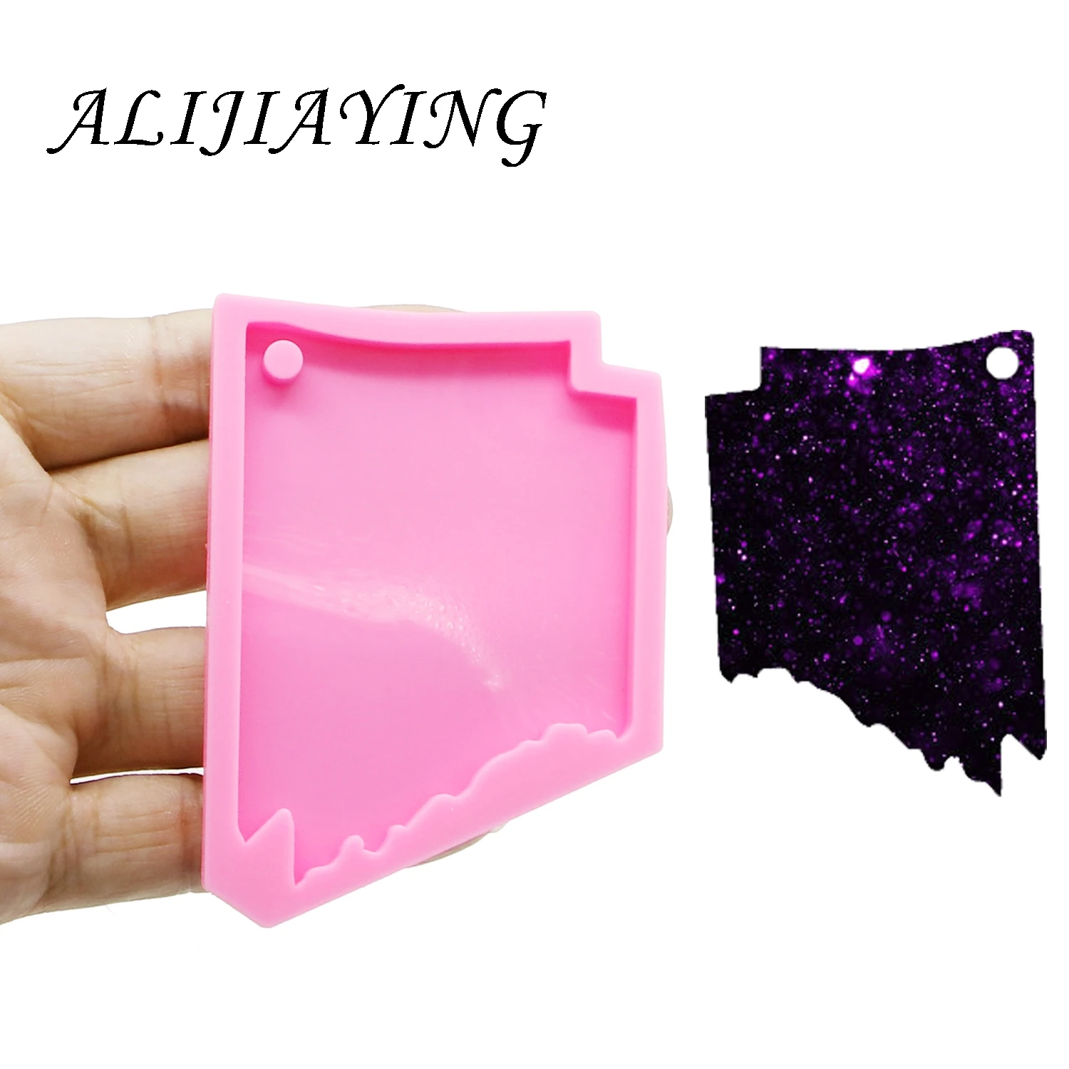 Блестящий брелок Arkansa форма американского штата украшение с кольцом для ключей