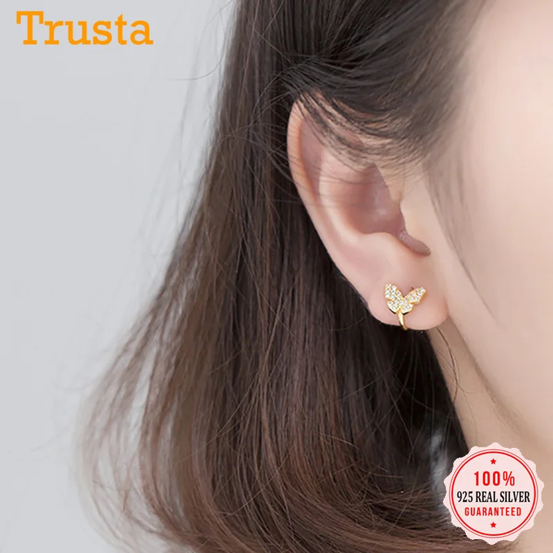 Женские серьги Клипсы из серебра 925 пробы с фианитом|Серьги-клипсы| |