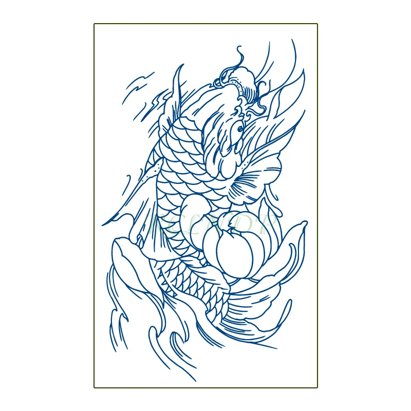 Водостойкая Временная тату наклейка с соком лотос цветок рыба девушка стойкие