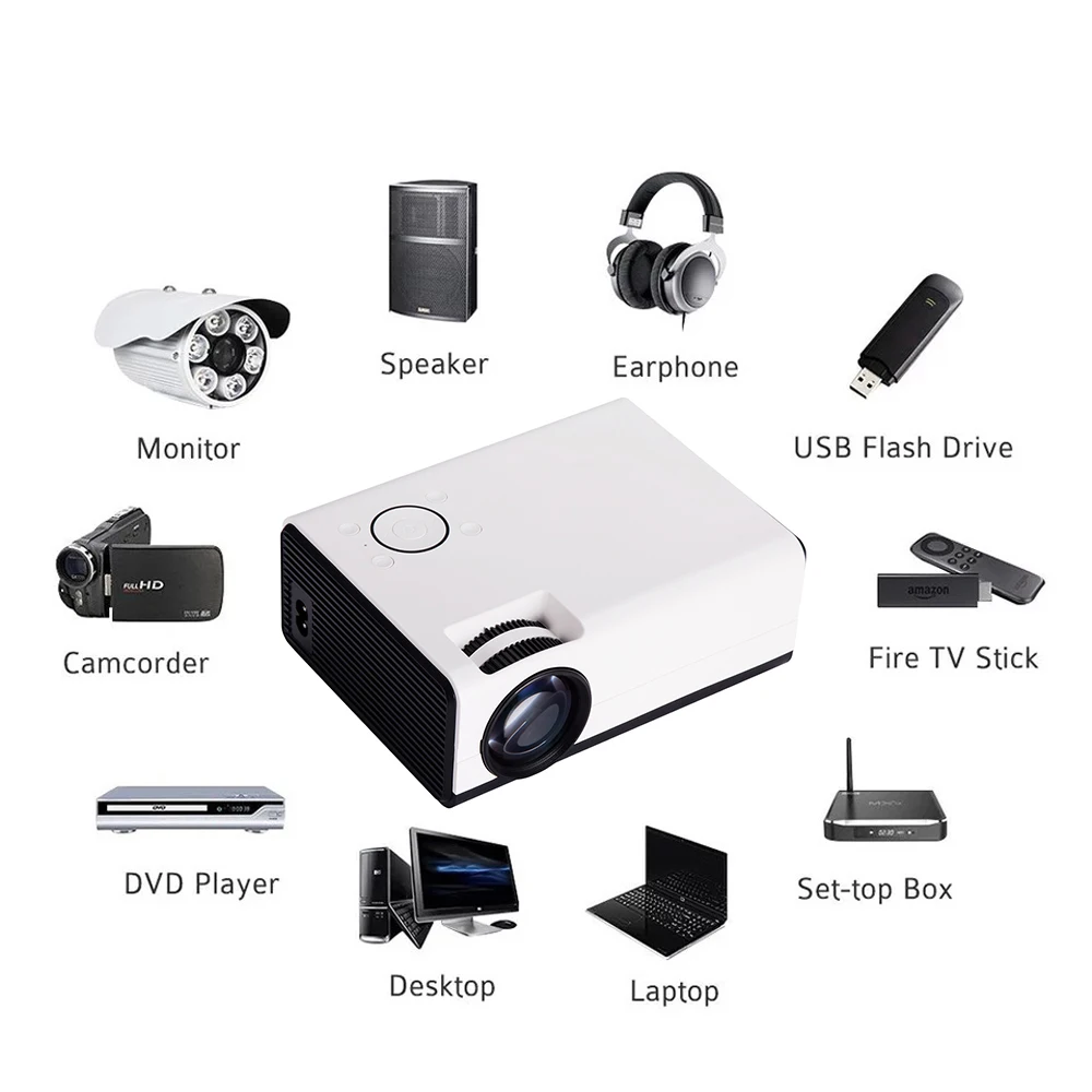 VCHIP T1 4K Projector Protable projector mini Proyector For Home Theater 1080P WiFi Portable Media Player Christmas gift | Электроника