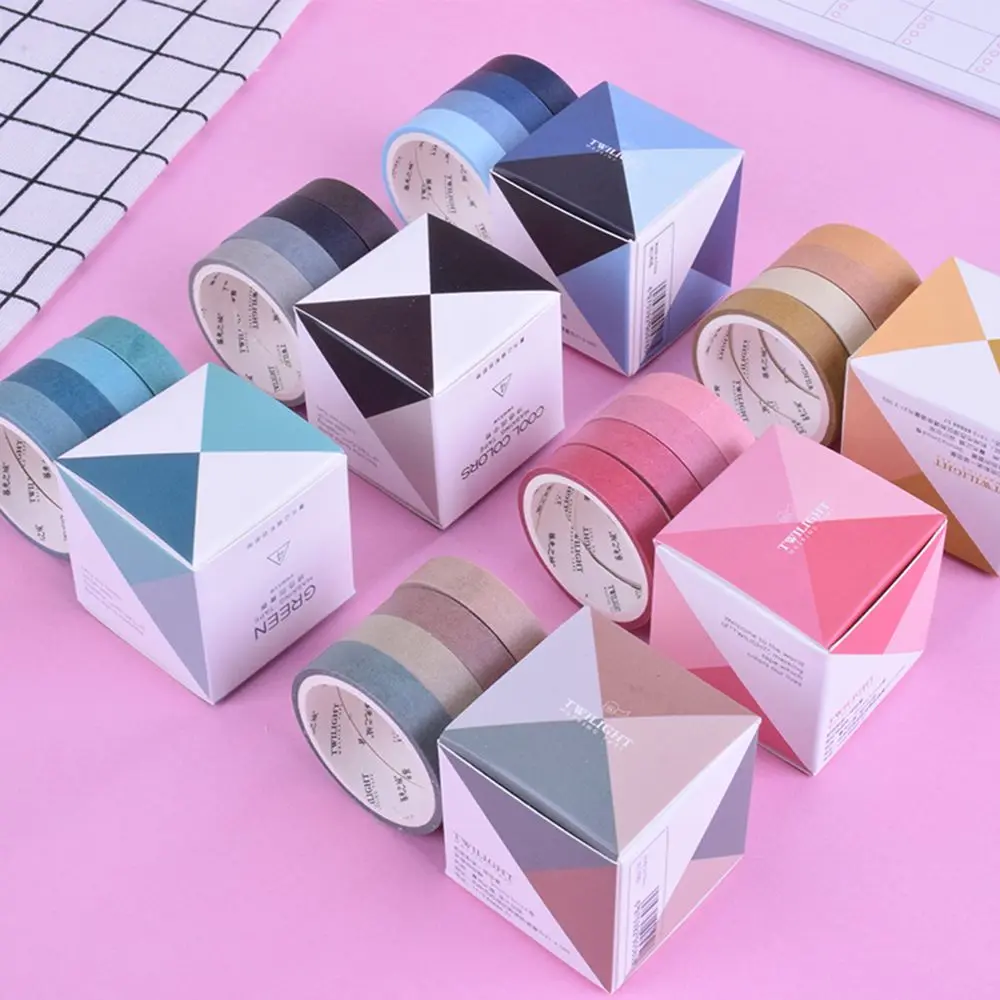

4pcs/set Cute Solid Color Washi Tape Label Masking Tape Decorative Adhesive Tape For Stickers Scrapbooking Tape School Supply