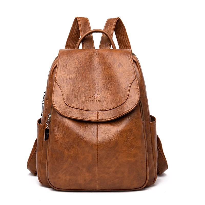 

2018 Women Leather Backpacks Large Capacity Female School Backpacks For Girls Preppy Vintage Ladies Bagpack Sac A Dos Femme new