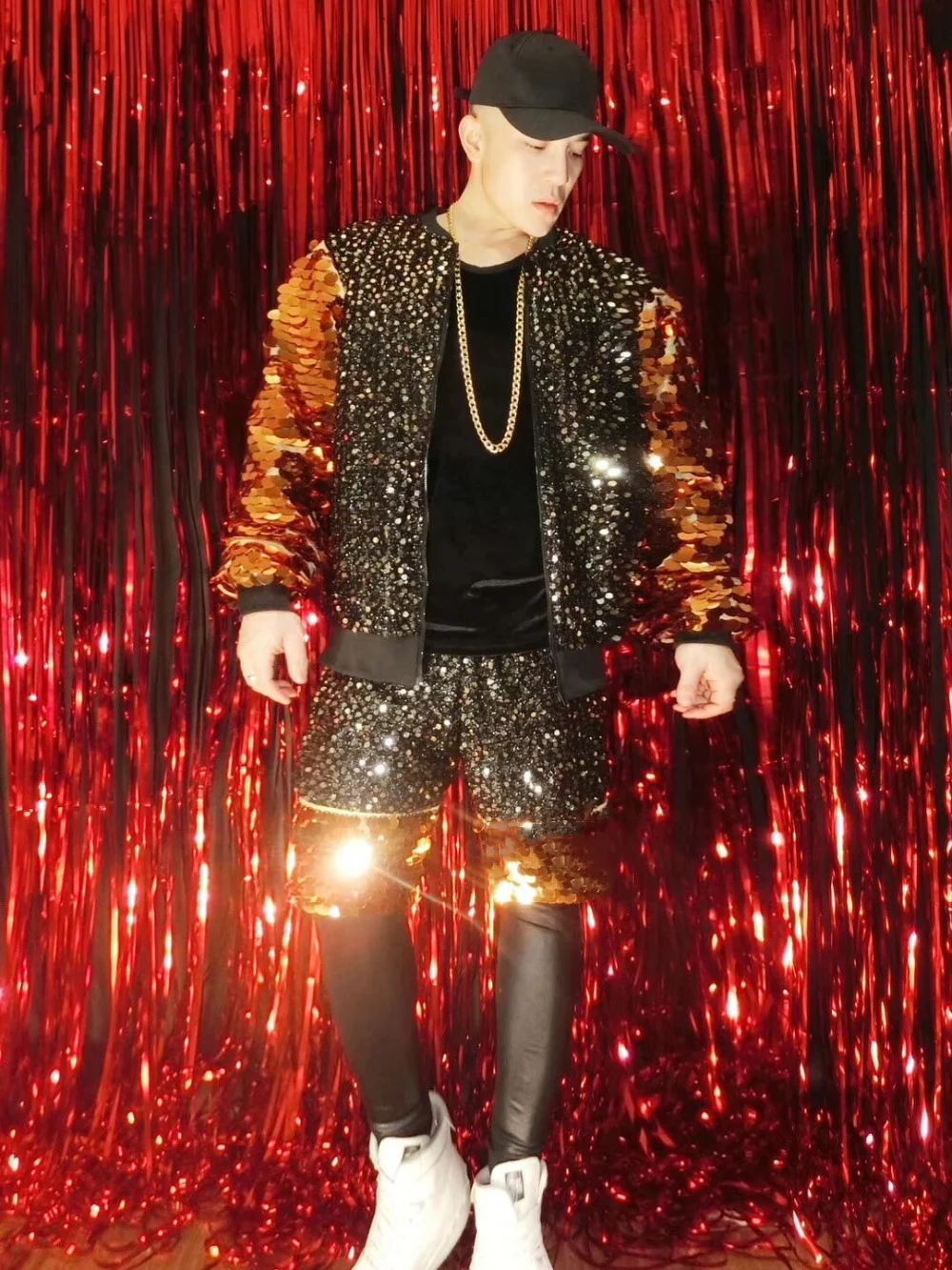 Сценический костюм в стиле хип-хоп с блестками и рок-танцовщица 2018 Tide Male Bar Singer DJDS