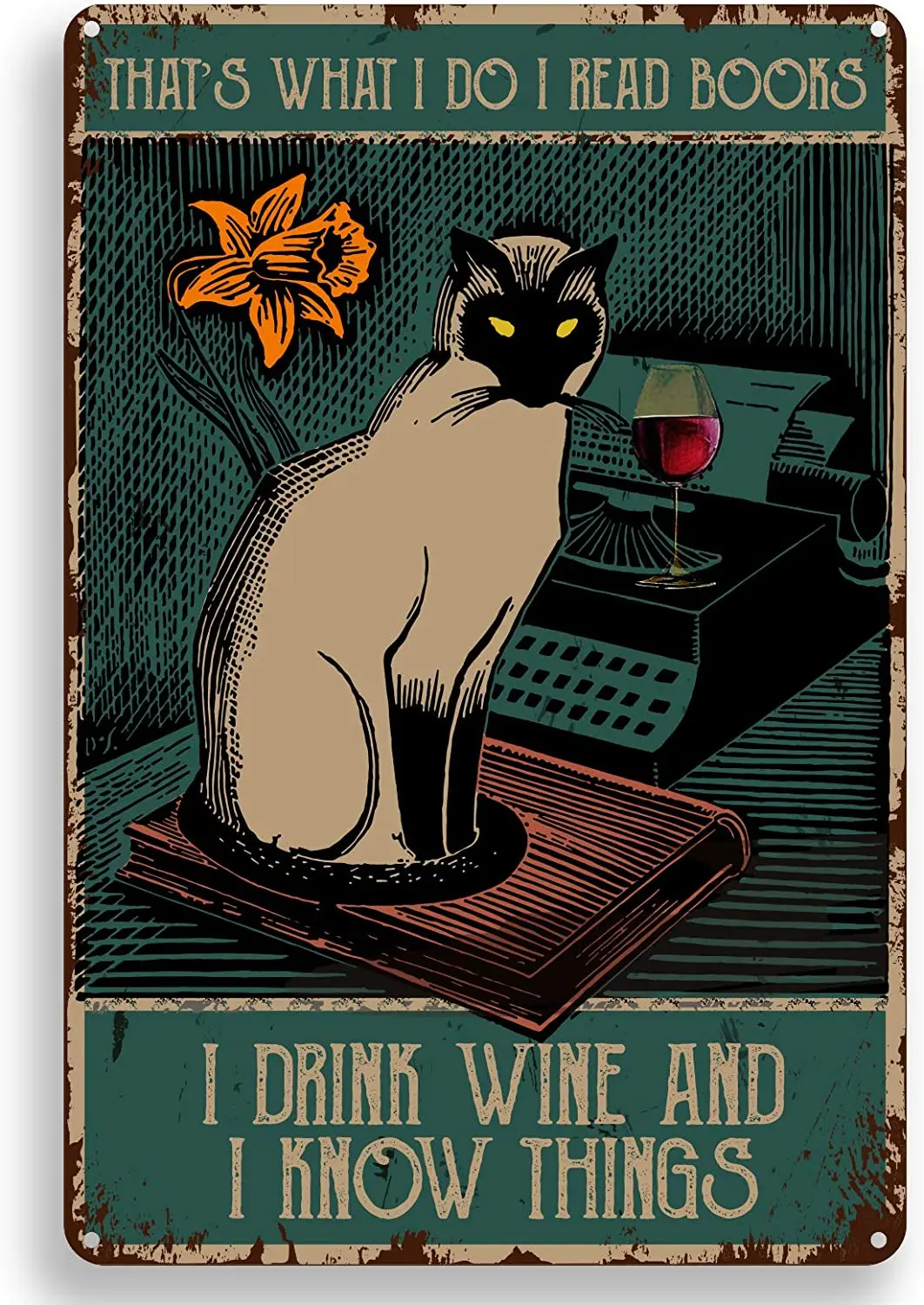 

ForbiddenPaper Vintage Metal Tin Sign Wall Decor That's What I Do I Read Books Retro Cat Poster for Office/Home/Classroom Deco