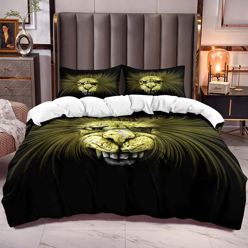 

Hairy Demon Print Duvet Cover for Teens Black Comforter Cover with Zipper Closure Devil Quilt Cover Corner Ties