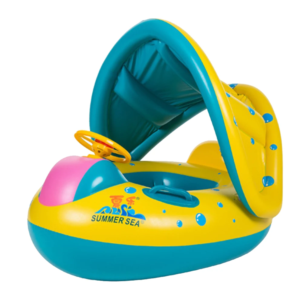 

Summer Baby Swimming Boat Float Seat Inflatable Swim Ring with Sunshade Children's inflatable Swimming Seat Awning Yacht