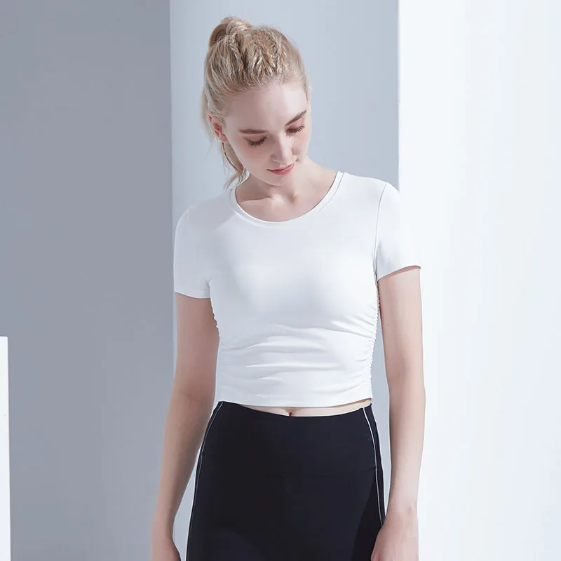 Женская модель женский короткий топ с коротким рукавом для девушек спортивные