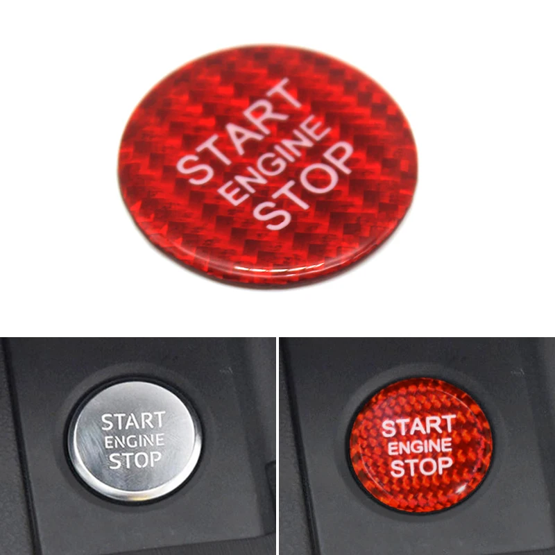 Автомобильный Стайлинг из углеродного волокна кнопка запуска двигателя крышка