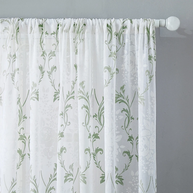 green CDIY, европейские Цветочные тюлевые занавески для спальни, гостиной, кухни, отвесные занавески из вуали, занавески на окна, занавески, жалюзи на заказ - Цвет: green