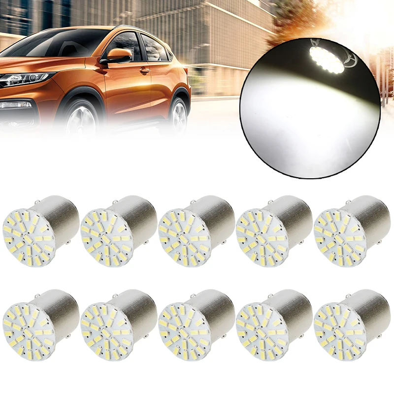 

10Pcs/Set 1157 BAY 15D DC 12V Car Brake Light White Auto LED Car Light 6500-7500K Brake Turn Stop Tail Light Lamp Spotlight