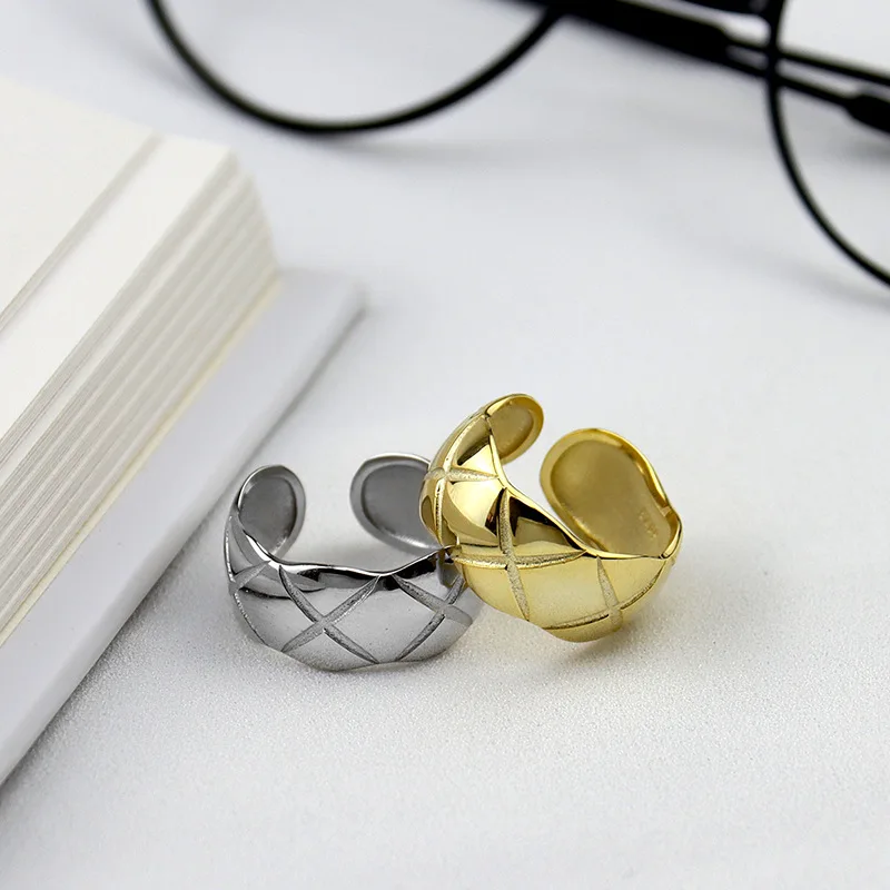 

Hot original Europe & American rhombus ring 925 sterling silver adjustable couple ring 2020 DIY fine jewelry gifts free shipping